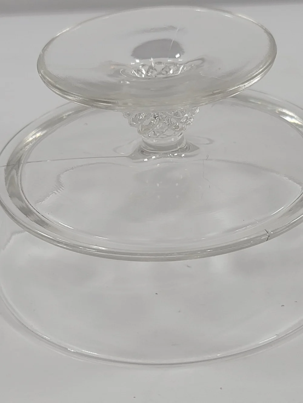 Vintage Clear Glass Pedestal Compote Serving Dish